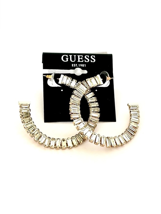 Guess Jewelry - GUESS | Gold Baguette Oversized Hoop Glam Earrings | NWT $55